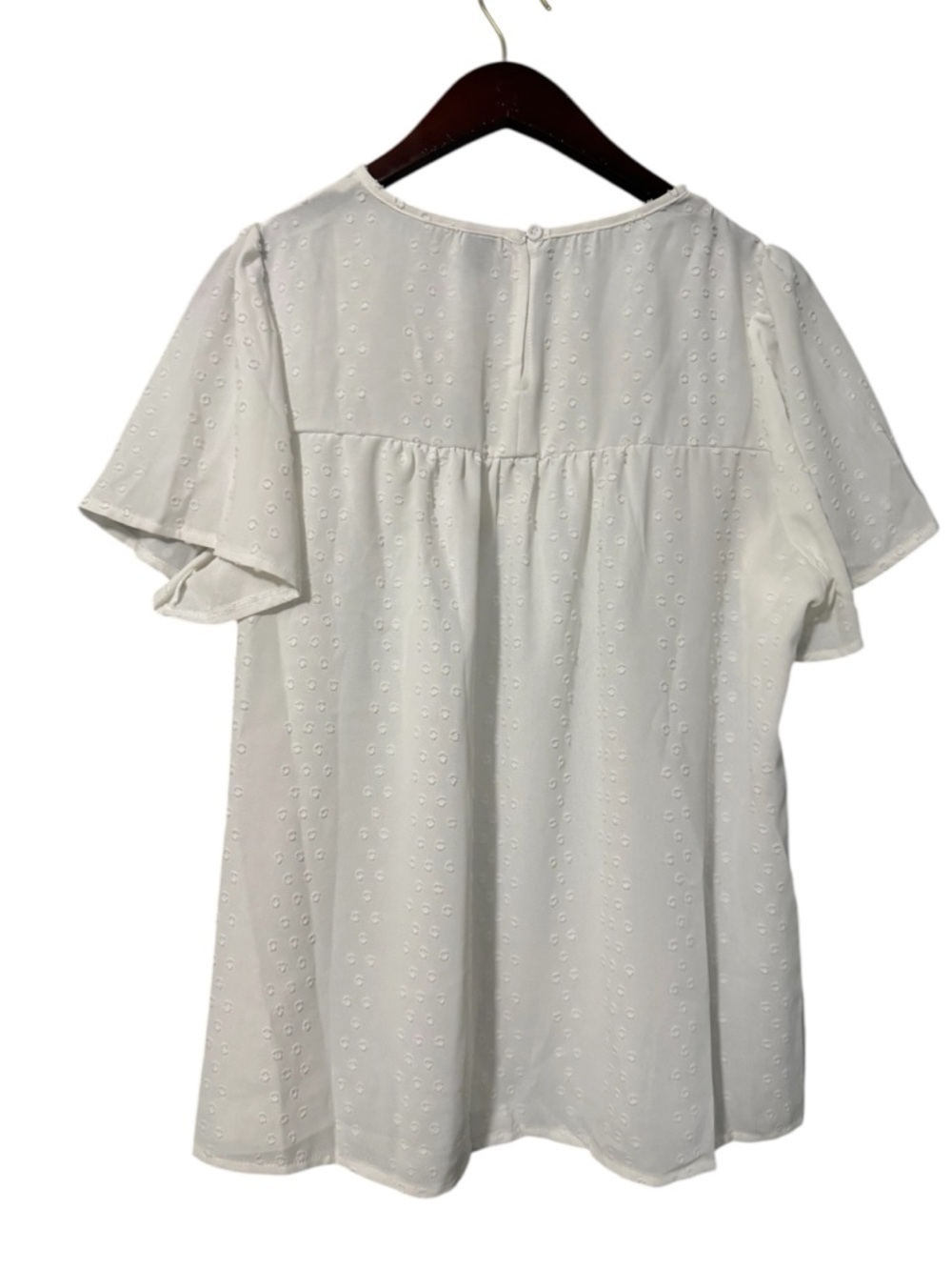 Shein Women's White Eyelet Lace Yoke Blouse XXL - Picture 2 of 4